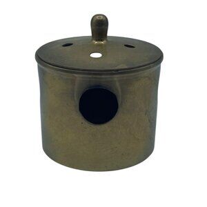 VTG Brass Circle Cutout votive candle holder with lid incense burner Silvestri